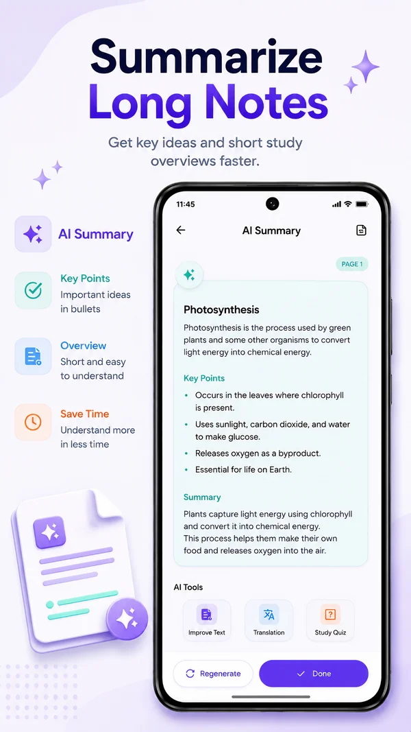 Studiva AI summary screenshot.